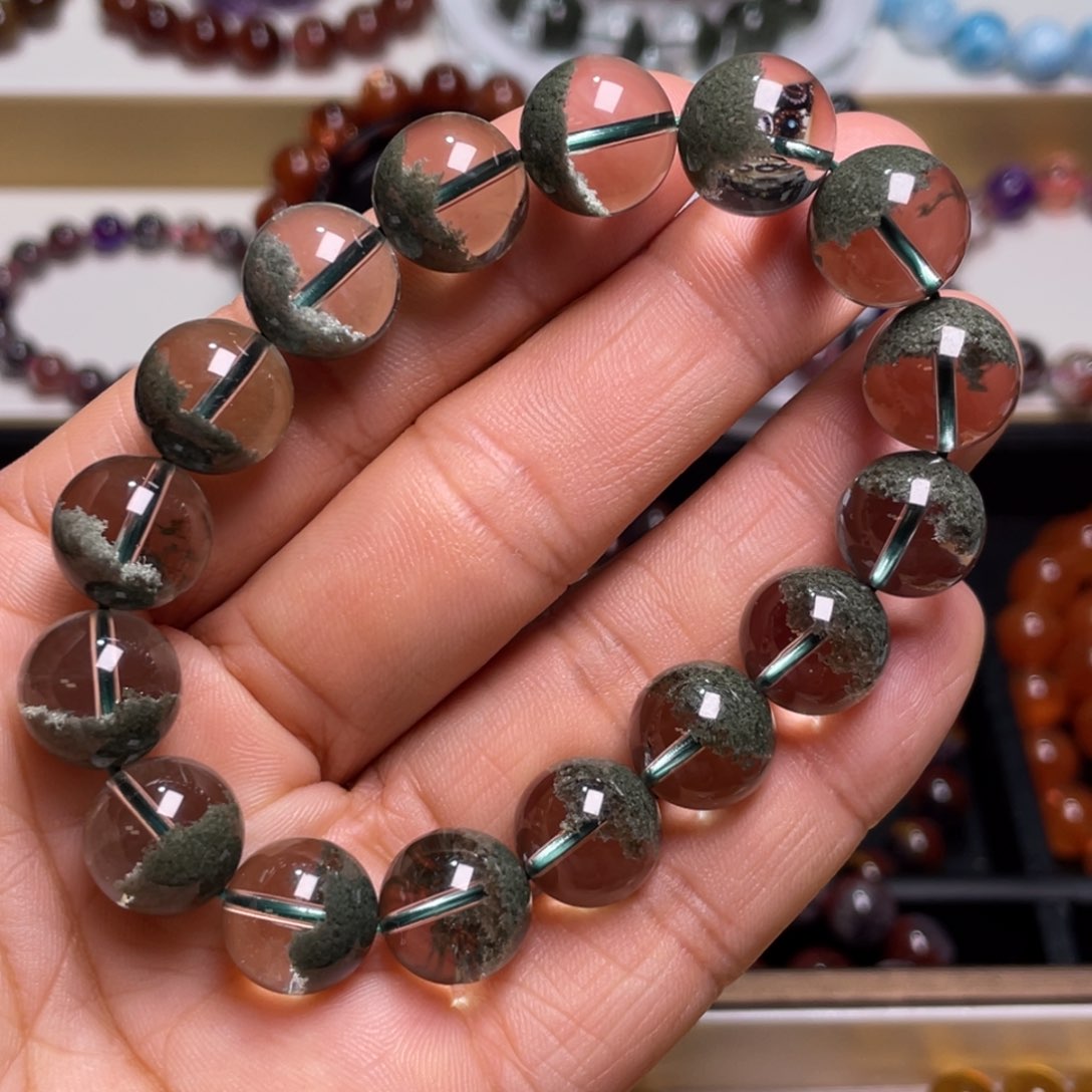 水晶手链未镶嵌巴西绿幽灵聚宝盆