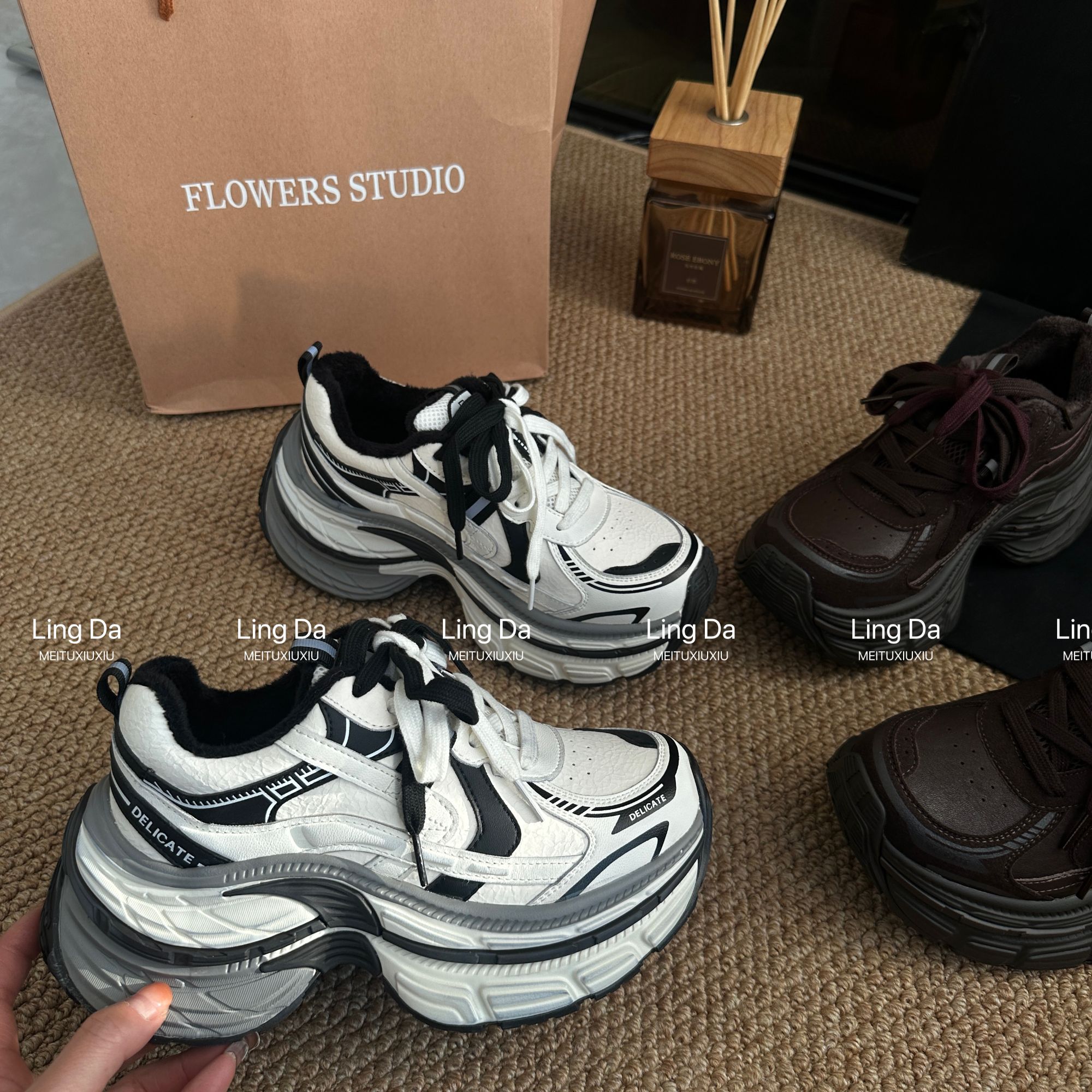 L玲L哒~2025 休闲鞋老爹鞋拼色网面厚底老爹鞋运动鞋秋冬鞋子女鞋