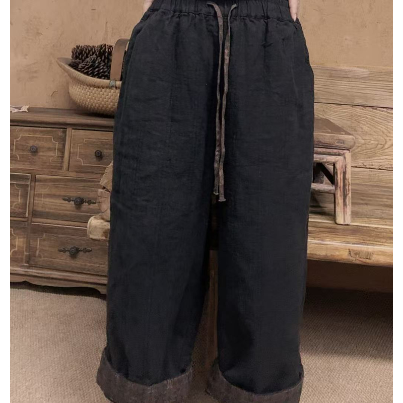 美子原创秋冬季新款炒色做旧复古加棉加厚休闲棉裤（裤长83）