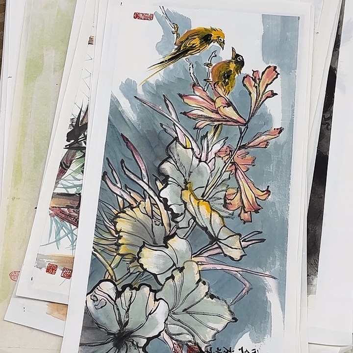 国画花鸟的翅膀和翅膀是一样
