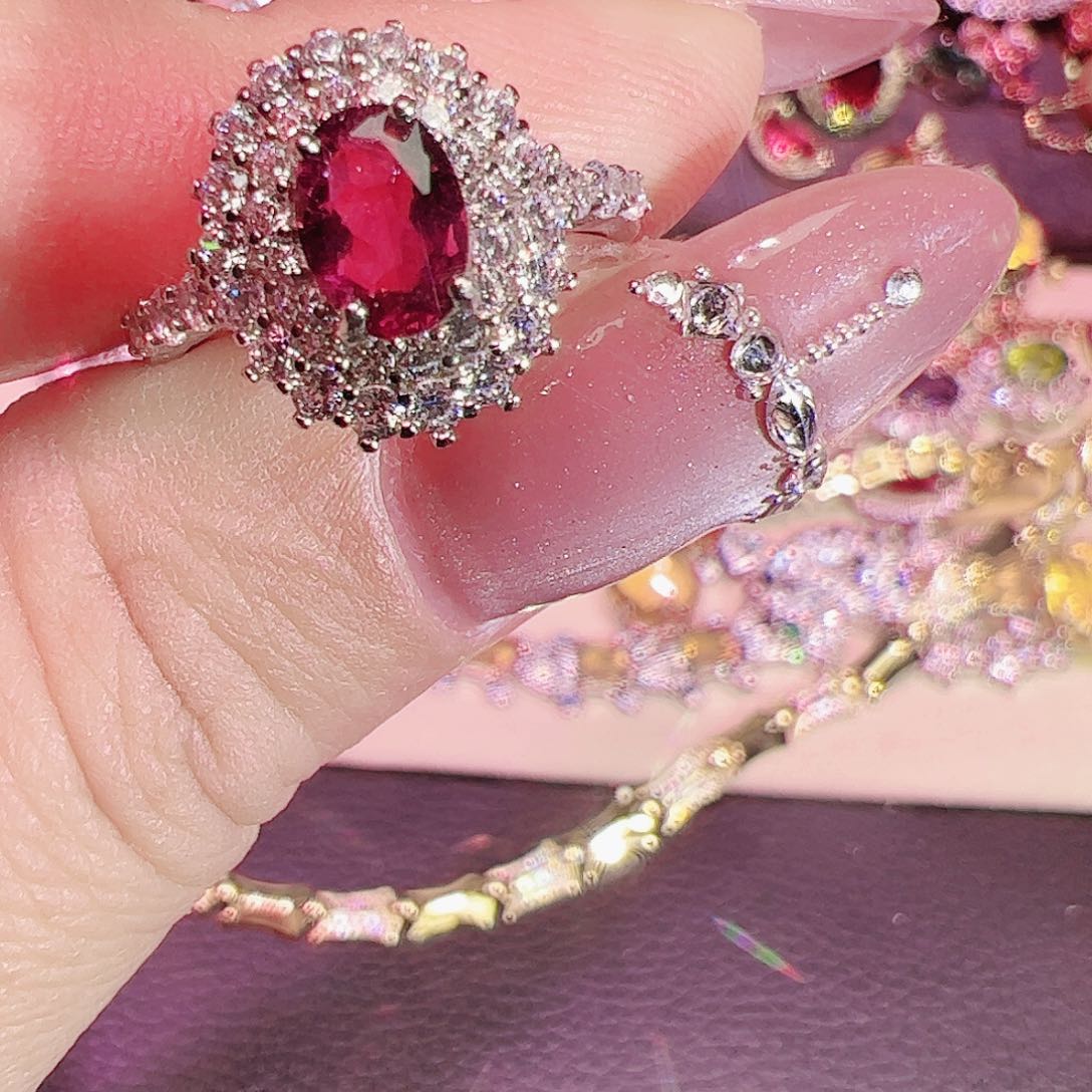 碧玺碧玺戒指银S925镶嵌