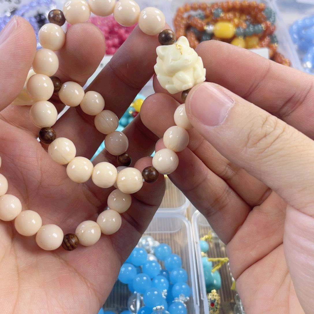 檀香紫檀（小叶紫檀）手串银S925镀金镶嵌