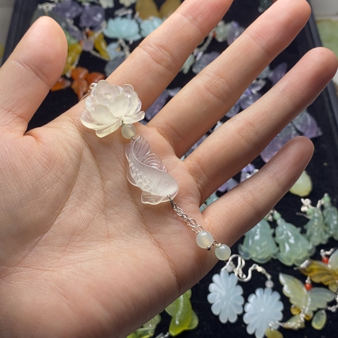 T***0蛇纹石玉合金耳饰/颈饰