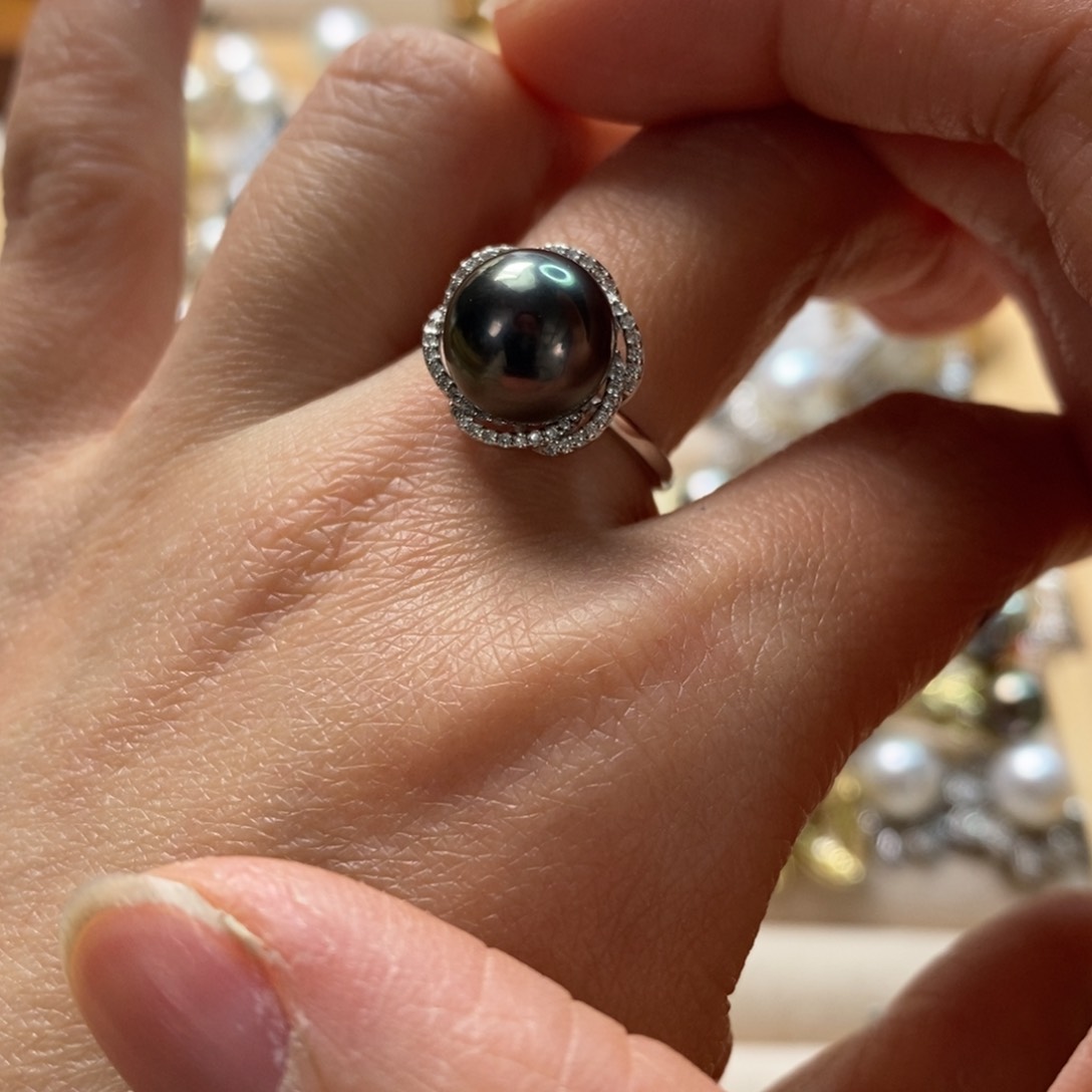 海水珍珠戒圈银S925镶嵌