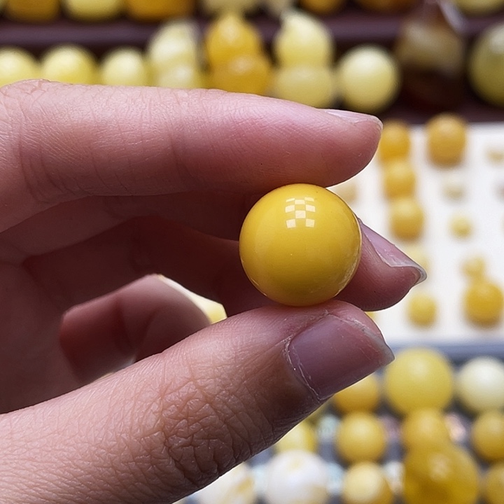 琥珀未镶嵌裸石14.4mm氧化圆珠瑕