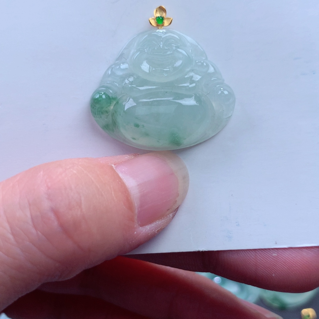 翡翠吊坠(不含链)18K金镶嵌