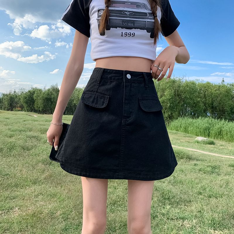 黑色牛仔半身裙女2025新款夏季梨形身材胖mm大码显瘦a字包臀裙
