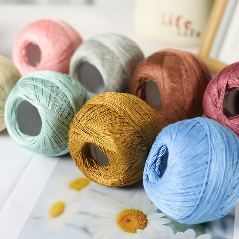 （满5送5）夏季蕾丝线7号细强捻丝光线钩针勾手工diy真丝棉毛线团