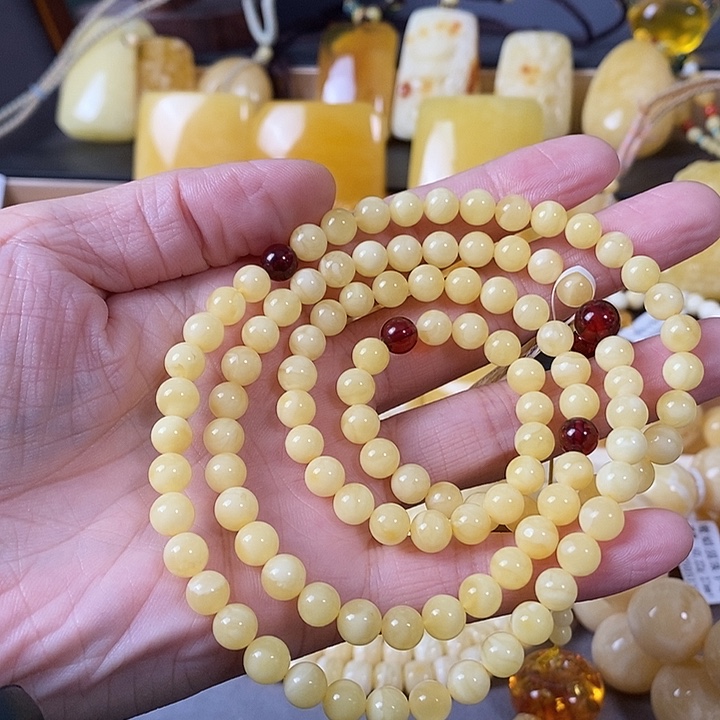 琥珀未镶嵌裸石108手链