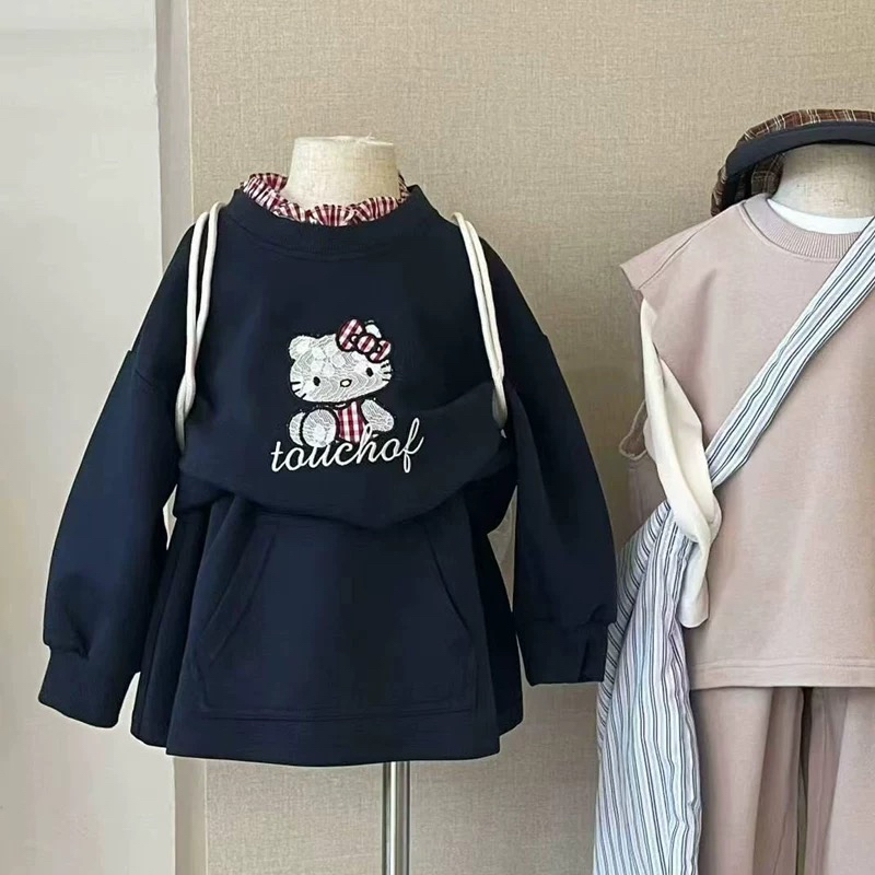 女童早秋套装2025新款儿童可爱卡通字母印花卫衣洋气女孩半身裙潮