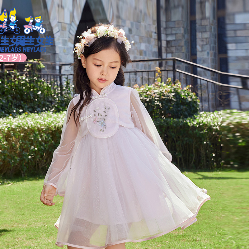 男生女生女小童舒适亲肤细节精致短袖连衣裙NDLCJ24706*