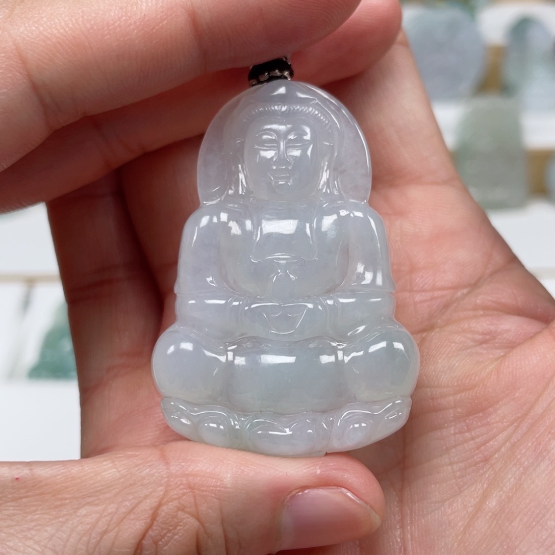 翡翠颈饰未镶嵌天然翡翠A货观音5号