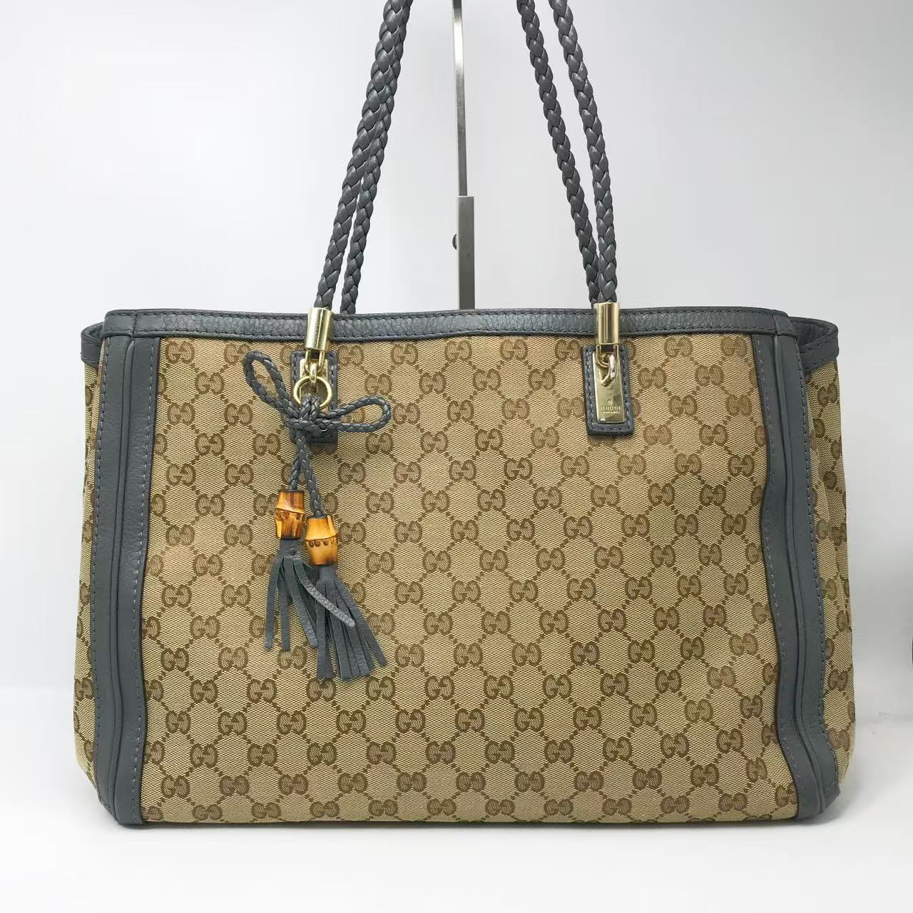 95新 GUCCI/古驰 洋诚二手 古驰竹节流苏托特包