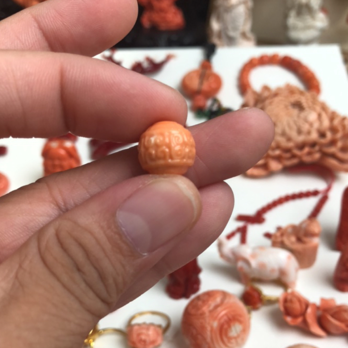 12mm圆珠momo珊瑚雕刻