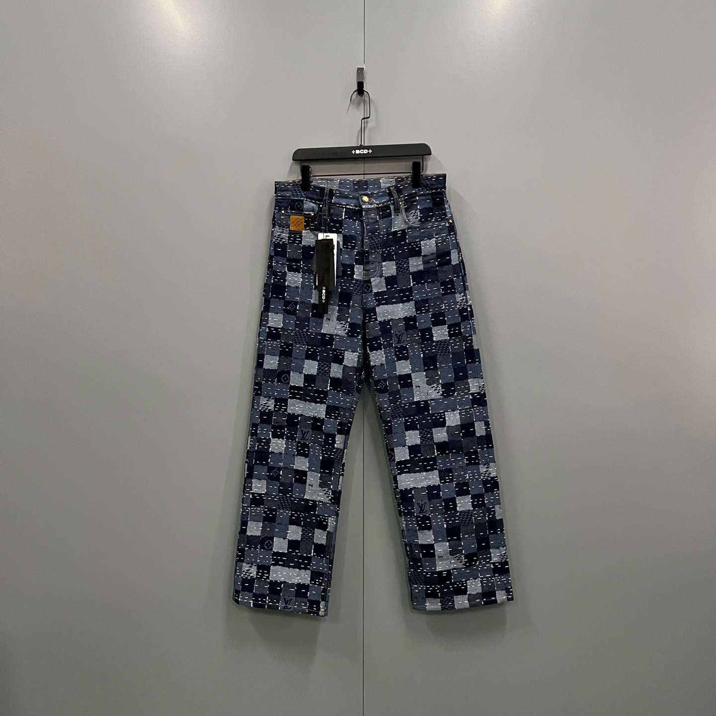 未使用 LouisVuitton/路易威登 25FW 棋盘格滑板牛仔长裤 30码