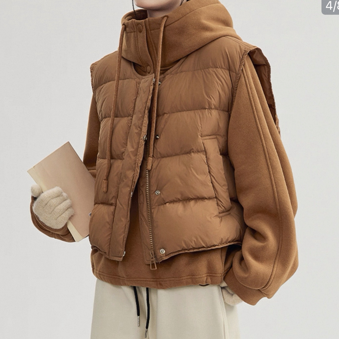 冬季新款显瘦立领羽绵马甲加绒连帽卫衣女加厚保暖