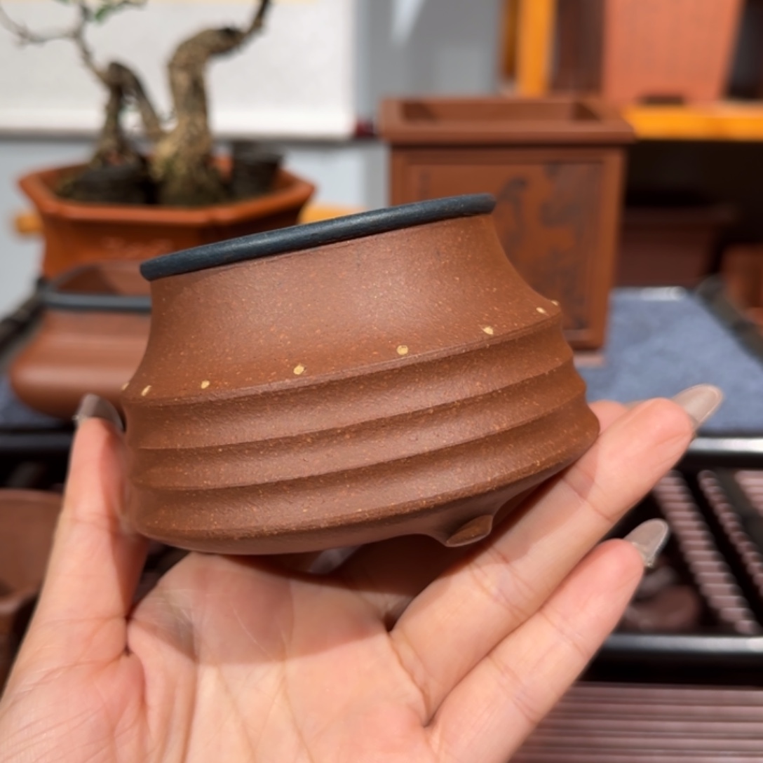 .***转紫砂花盆全手工制作
