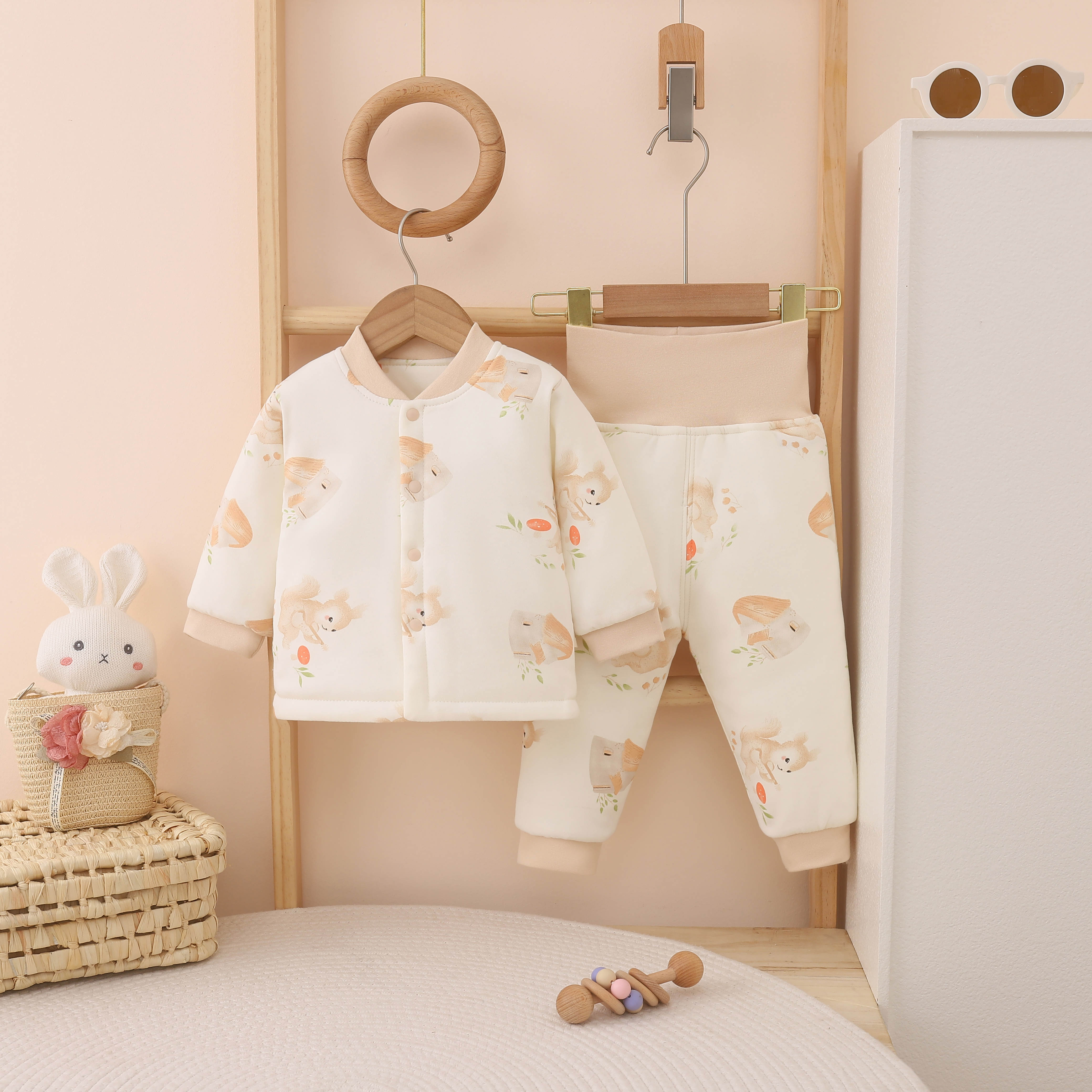 120克棉毛儿童睡衣高腰套装家居长袖打底宝宝分体套加厚保暖内衣