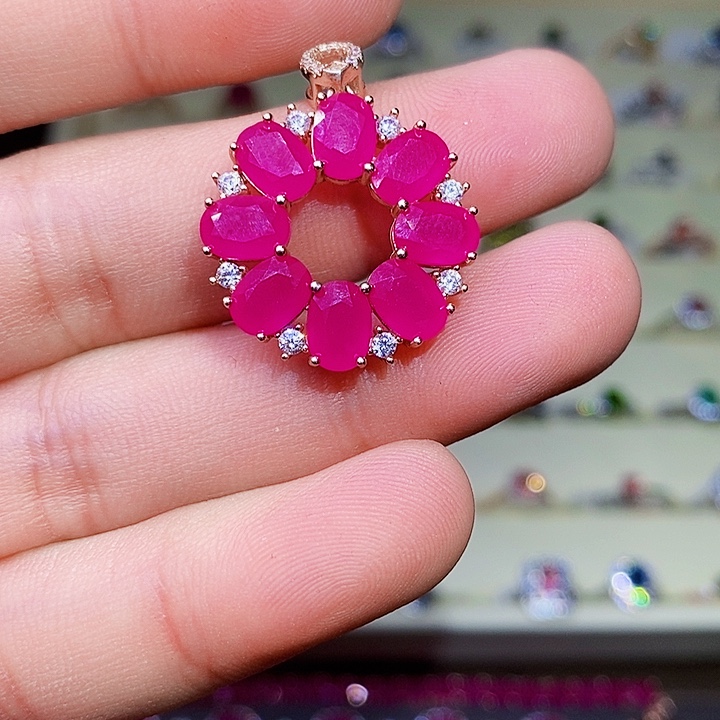 红宝石颈饰银S925镶嵌喜****?11111