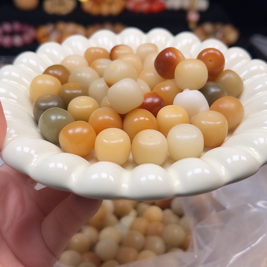 菩提根/象牙果手串微瑕16干磨敦煌桶15颗
