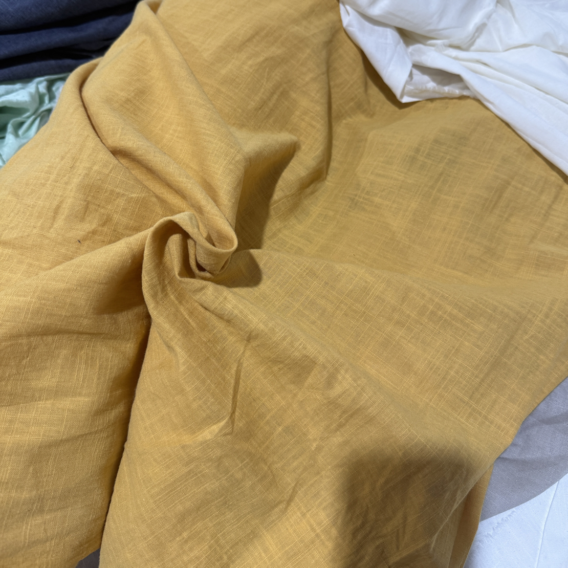 3米竹节亚麻棉布料纯色裙子裤子衬衫套装练功服透气凉快面料