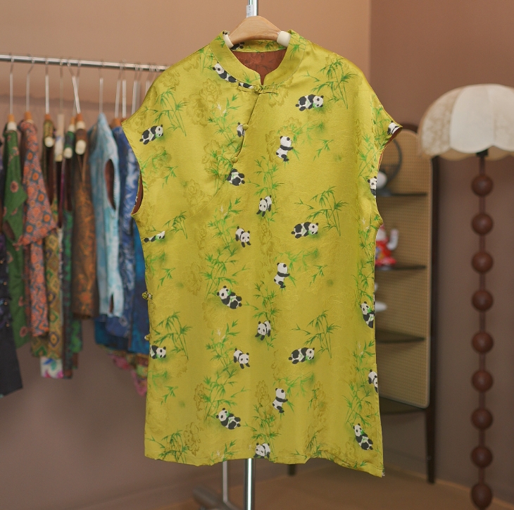 【熊猫-奥黛】新款女士夏季日常中国风立领新中式文艺女装上衣