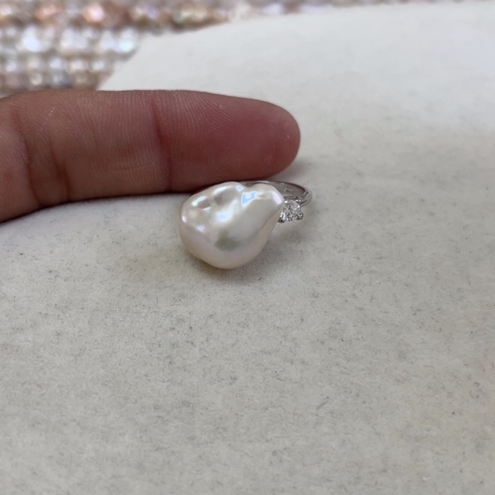 淡水珍珠戒指银S925镶嵌