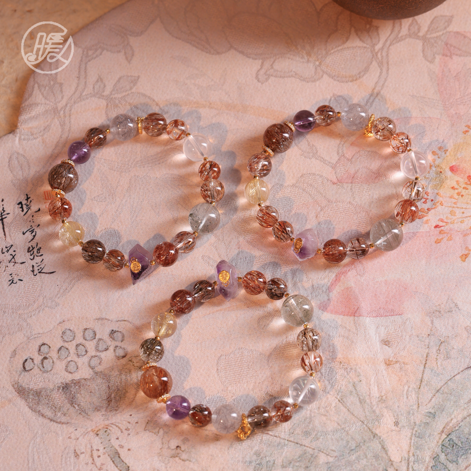 单圈发晶水晶手串搭配不规则切面配件手链F5137多样性发一