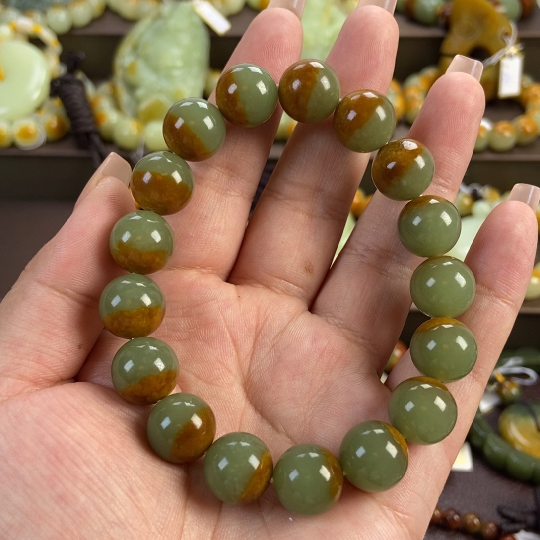 笛***笛手串未镶嵌透闪石质玉