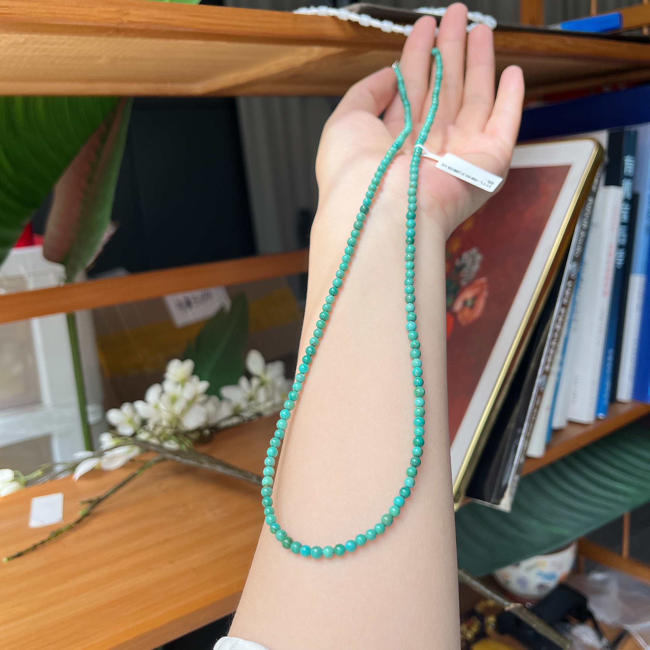 【郭老师】约3mm绿松石圆珠项链
