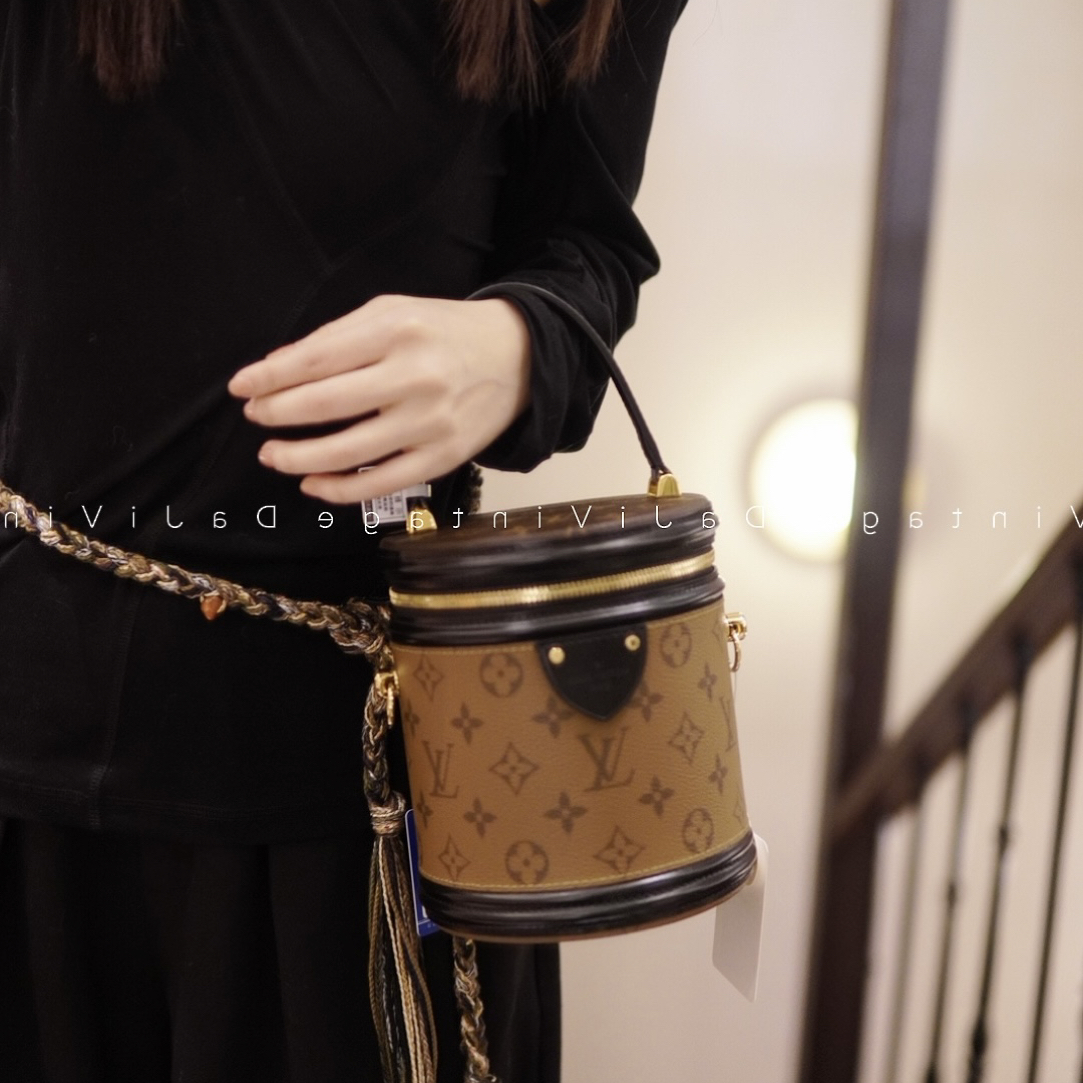 99新 LouisVuitton/路易威登 大吉中古/Lv老花发财桶手提斜挎包