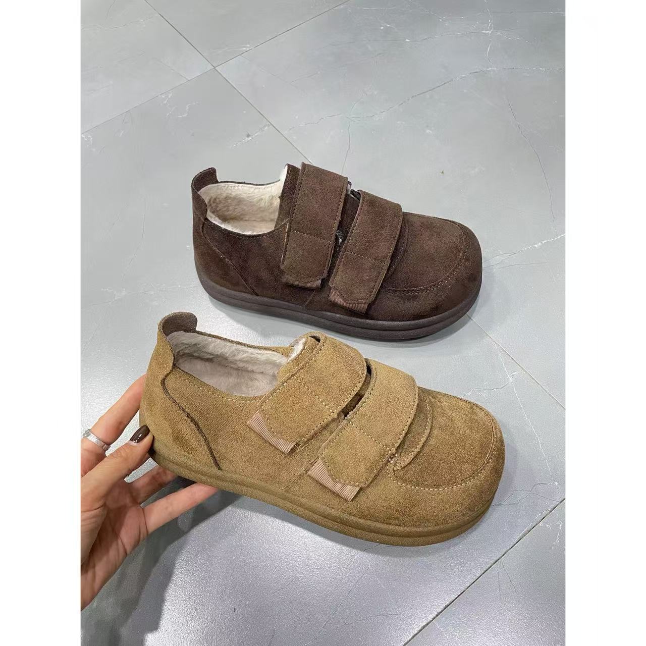 【新品加绒圆头乐福鞋