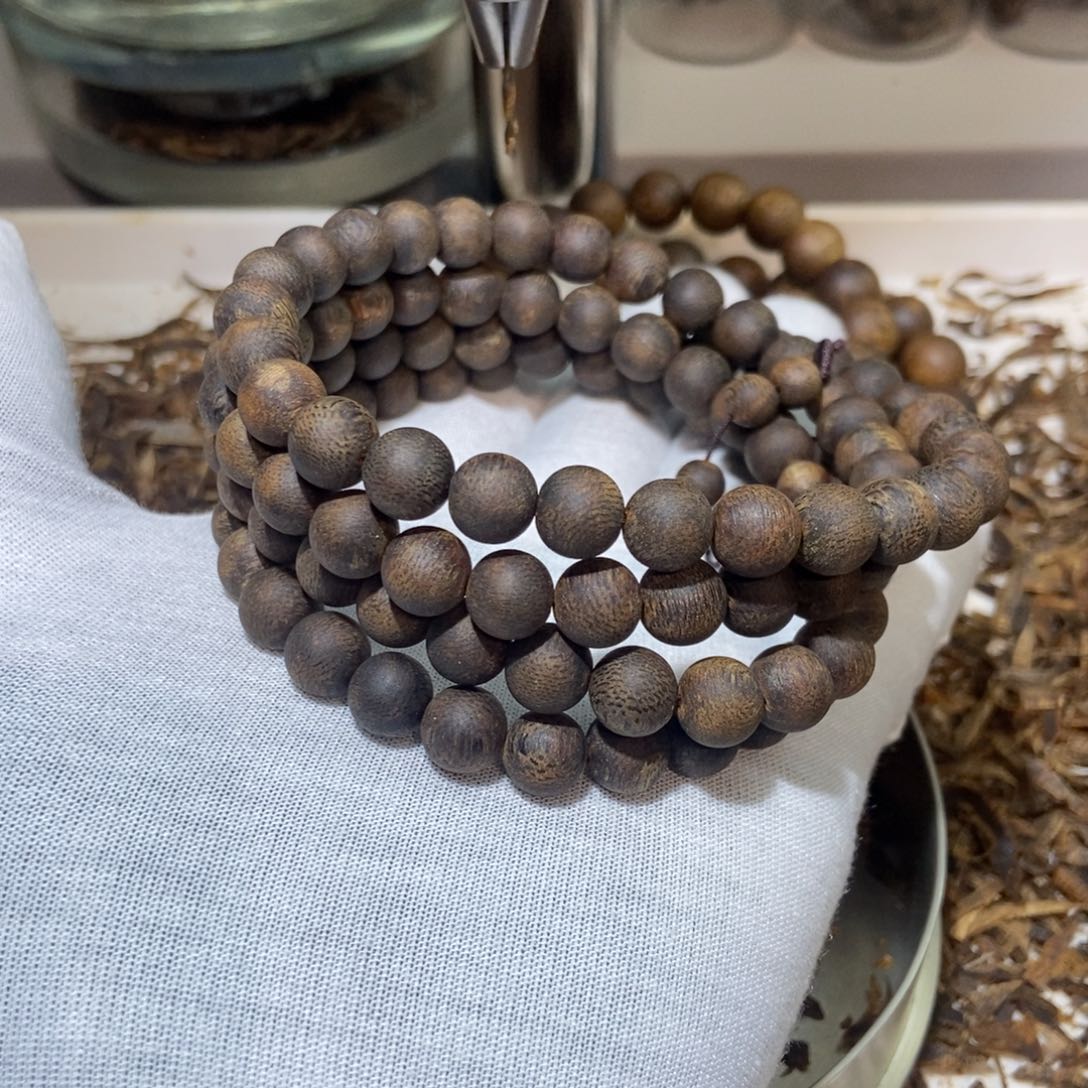 手串沉香绿棋楠沉香圆珠多圈9