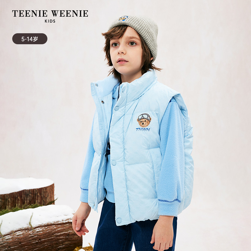 TeenieWeenie Kids小熊童装24冬休闲字母满印羽绒马甲TKVW244T01D
