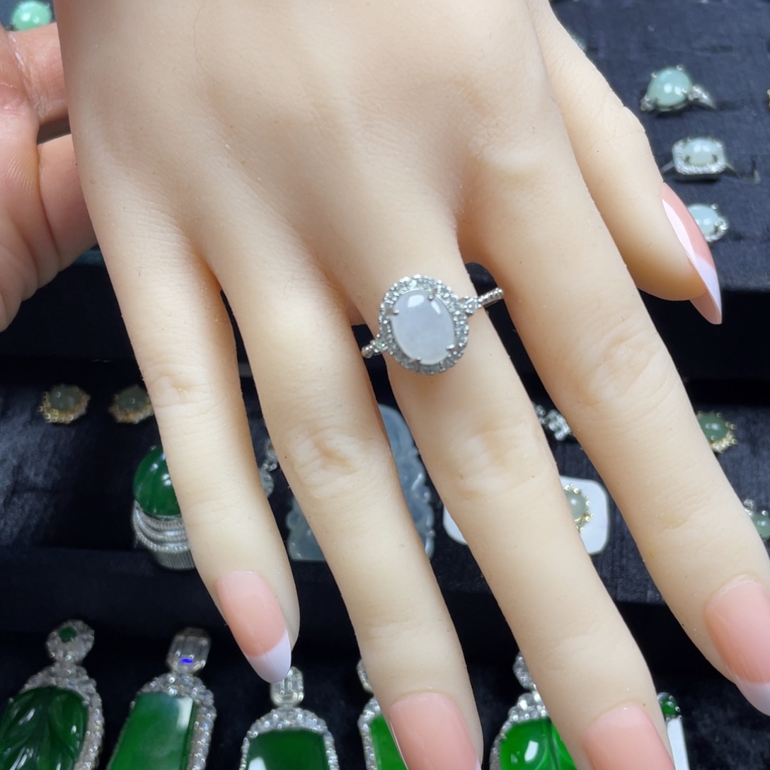 翡翠银S925镶嵌戒指