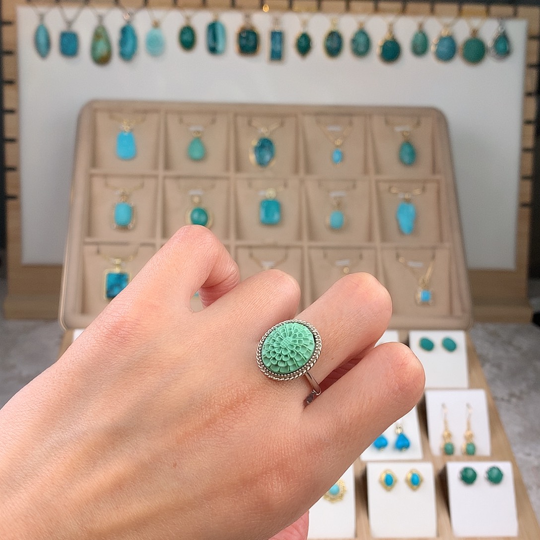 绿松石银S925镶嵌戒指