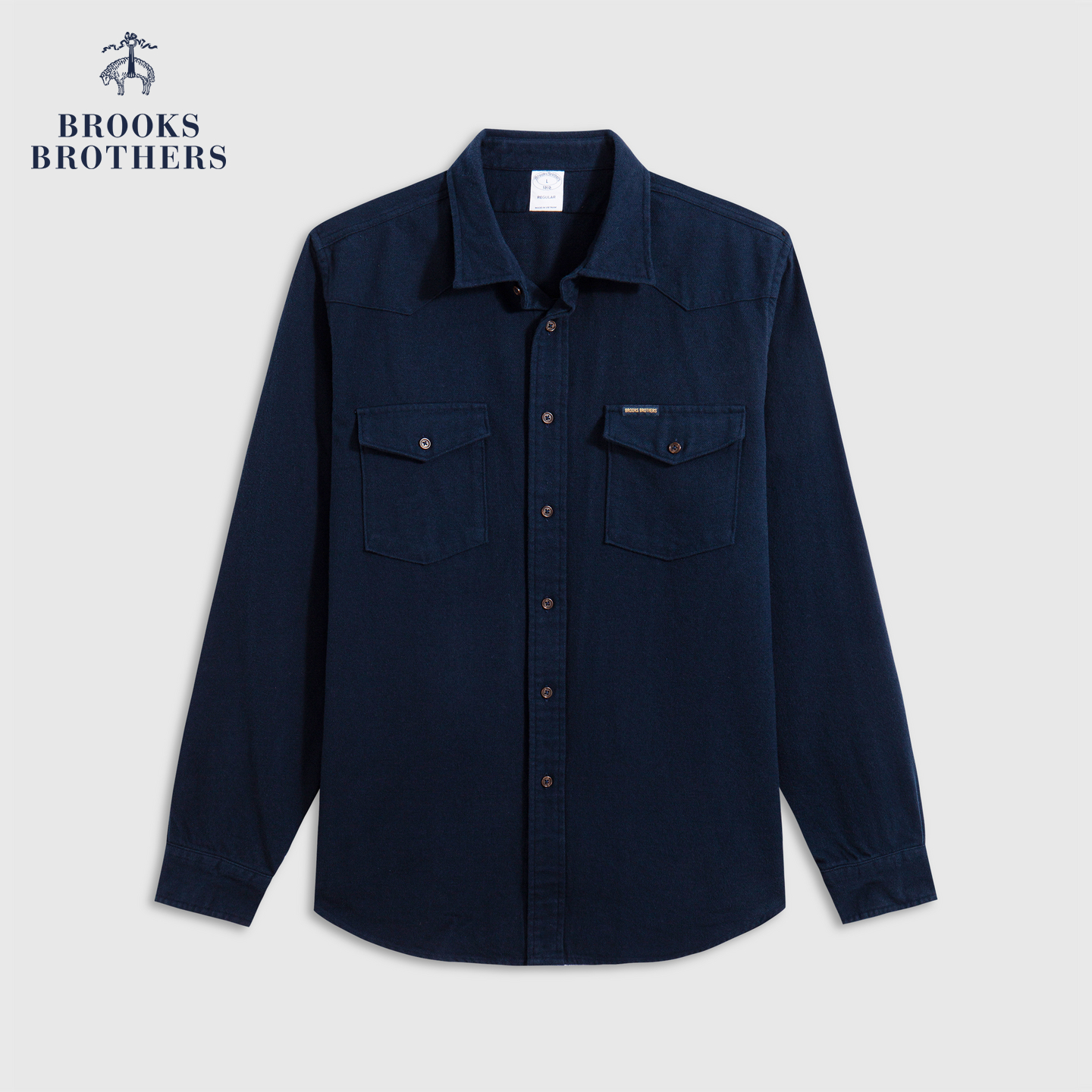 Brooks Brothers/布克兄弟男士25早秋新品纯棉磨毛巴恩风衬衫