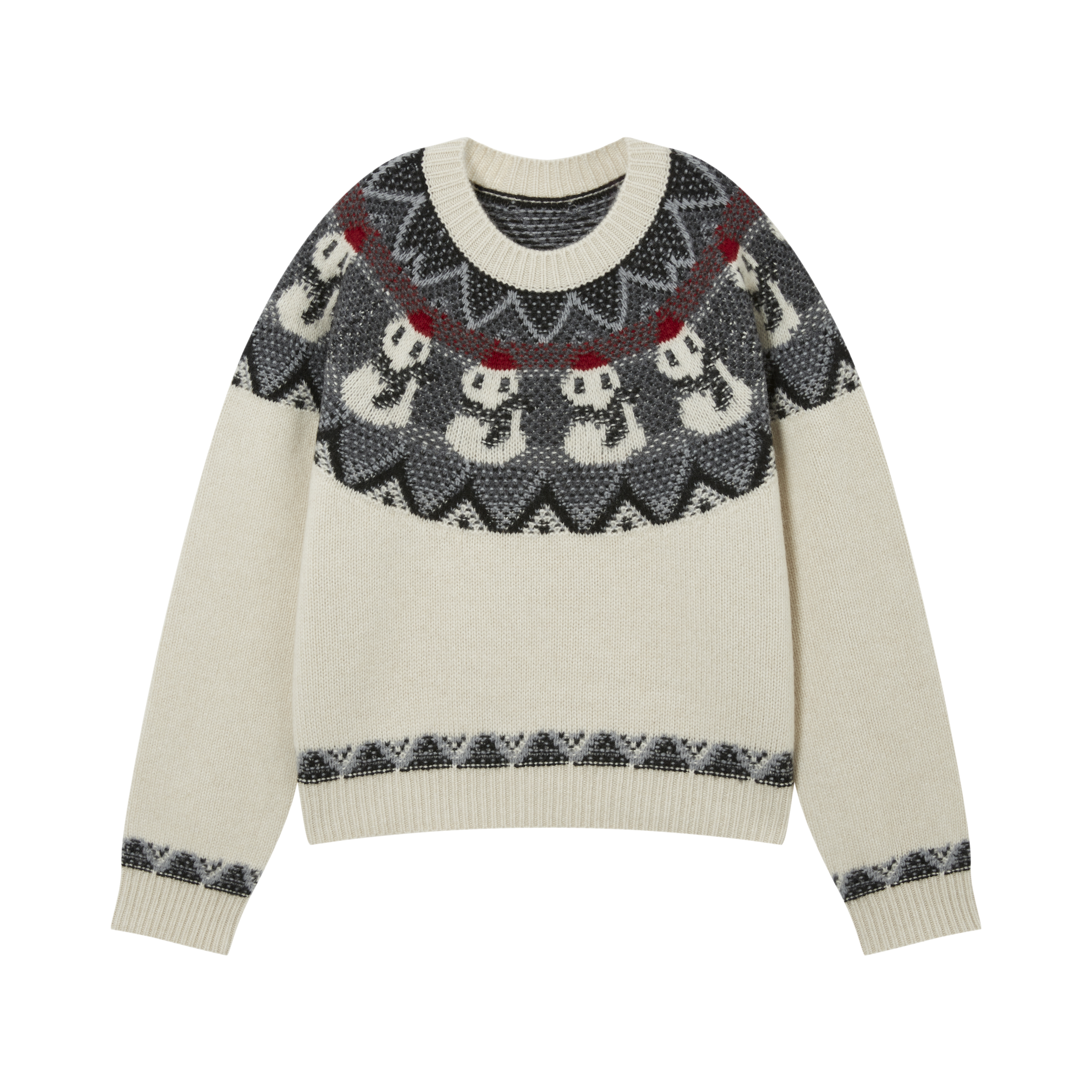 圆领圣诞雪人费尔岛套头纯羊绒衫BM00192