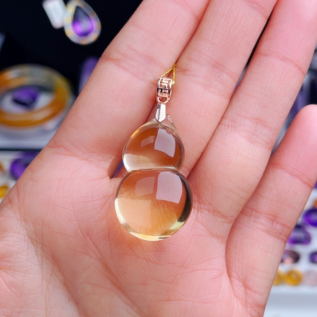 颈饰银S925镶嵌黄晶天然保真