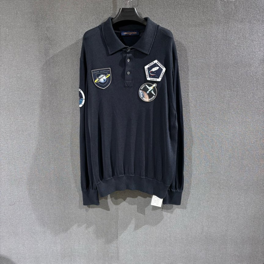 99新 LouisVuitton/路易威登 宇航字母logo翻领长袖 4L码/0713