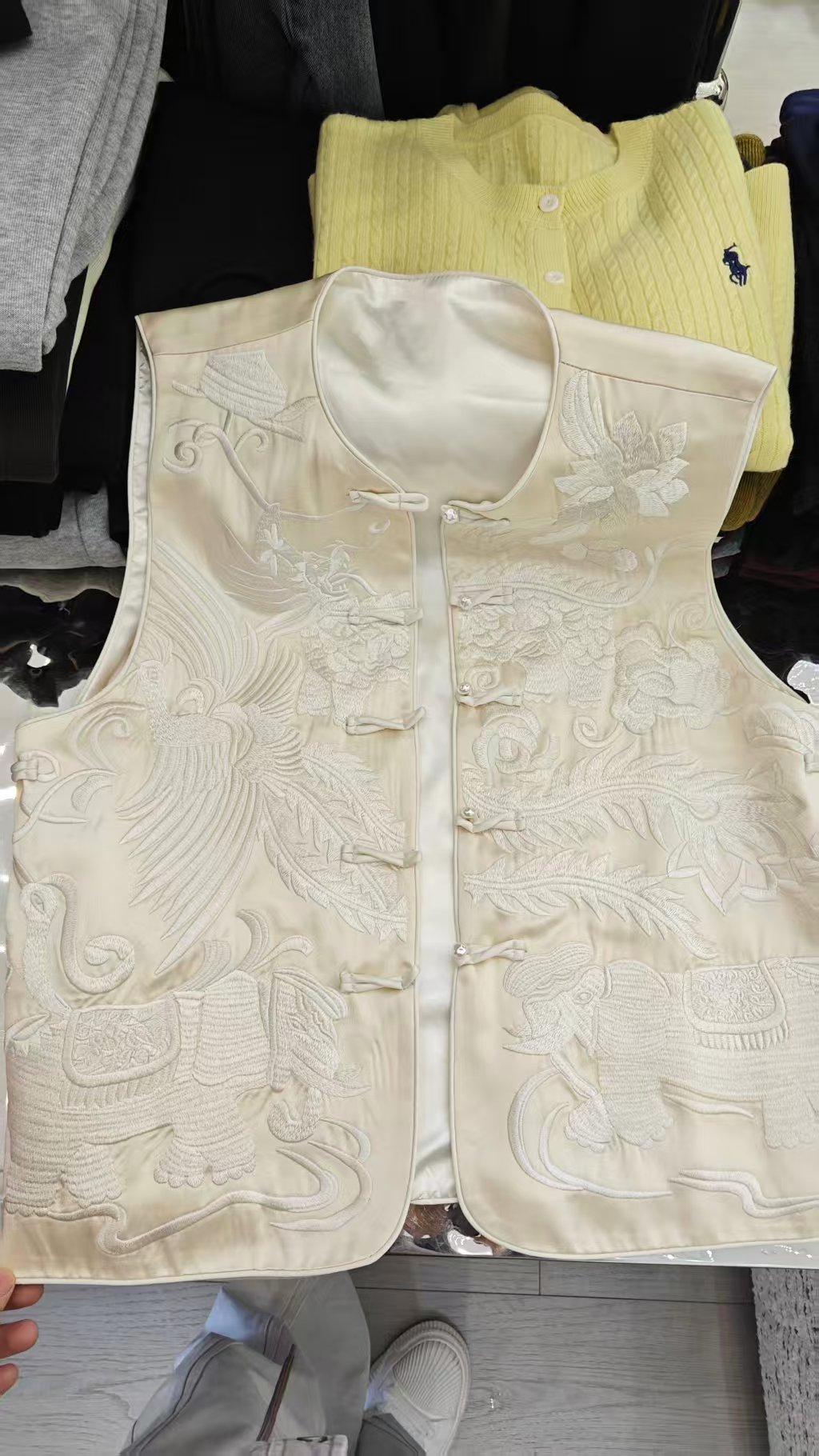 双面常规款常规上衣套装刺绣马甲做旧圆领唐装马夹