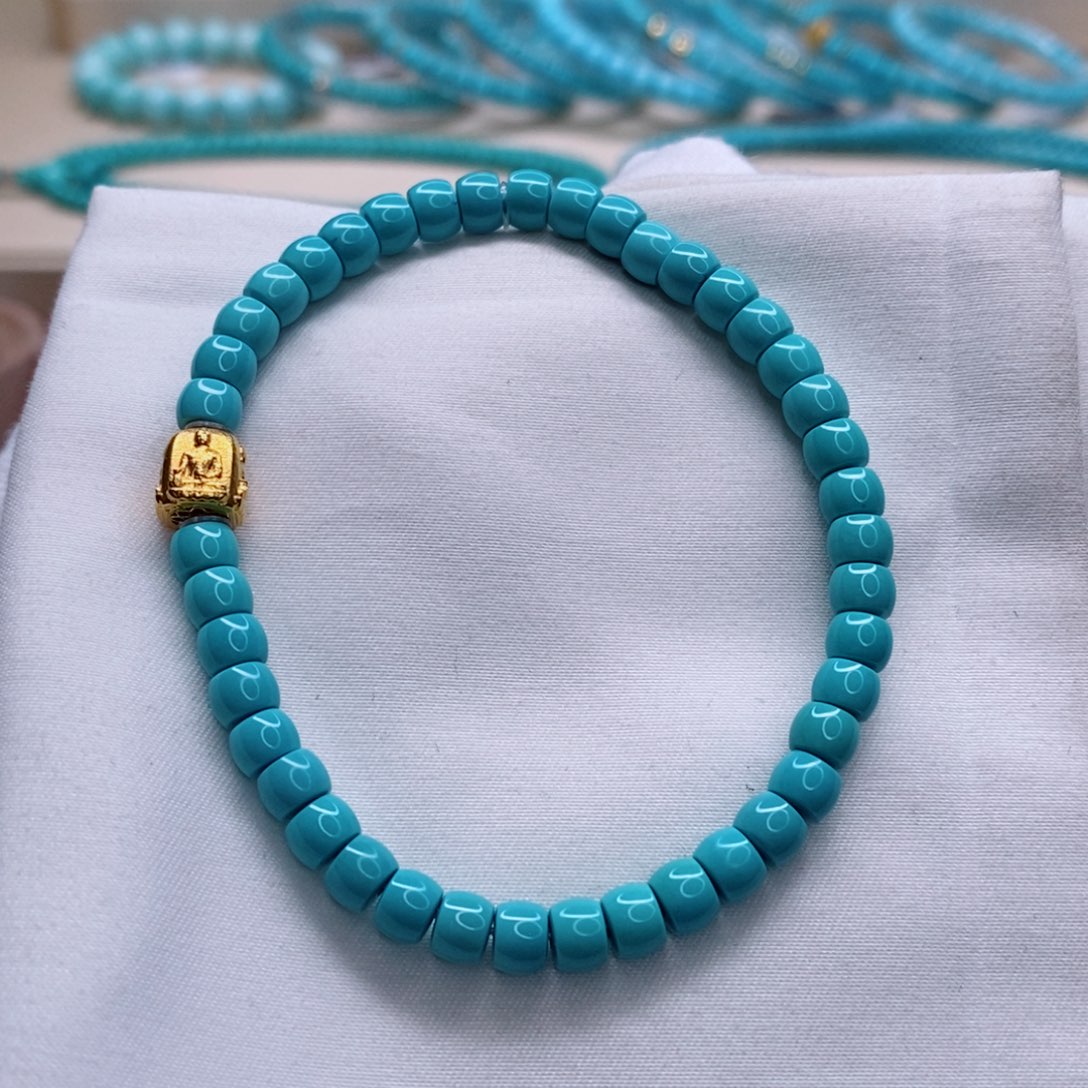 绿松石珠宝奇石18K金镶嵌