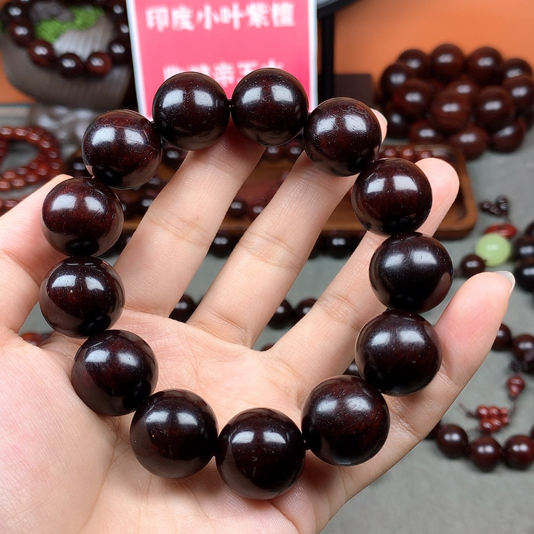 木宝阁小叶紫檀手串尺寸18mm（现货实拍）