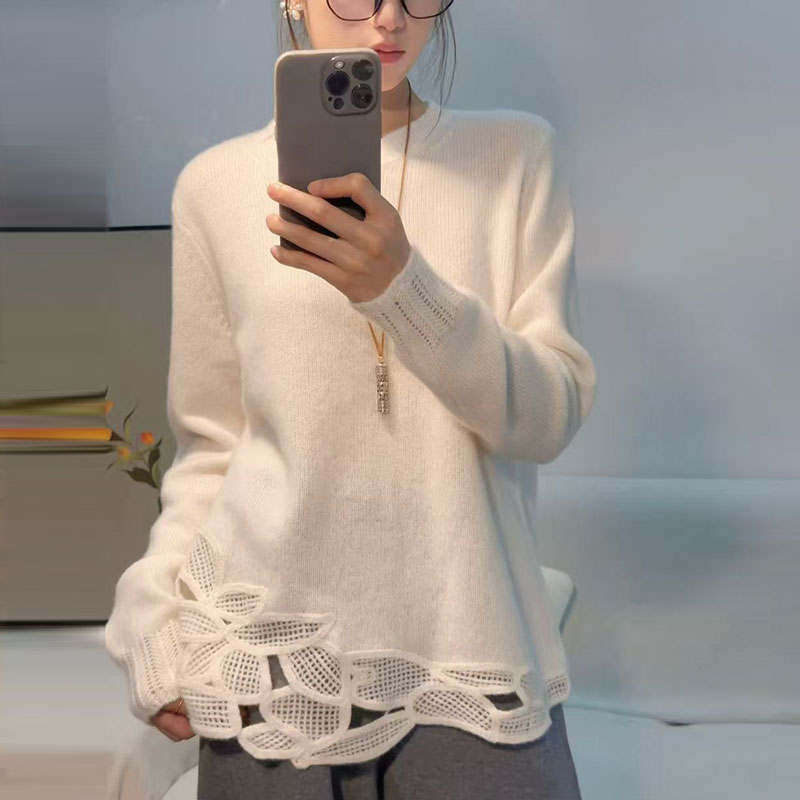 【重工手摇绣花】法式轻奢高级感100%羊毛宽松上衣针织衫252367-1