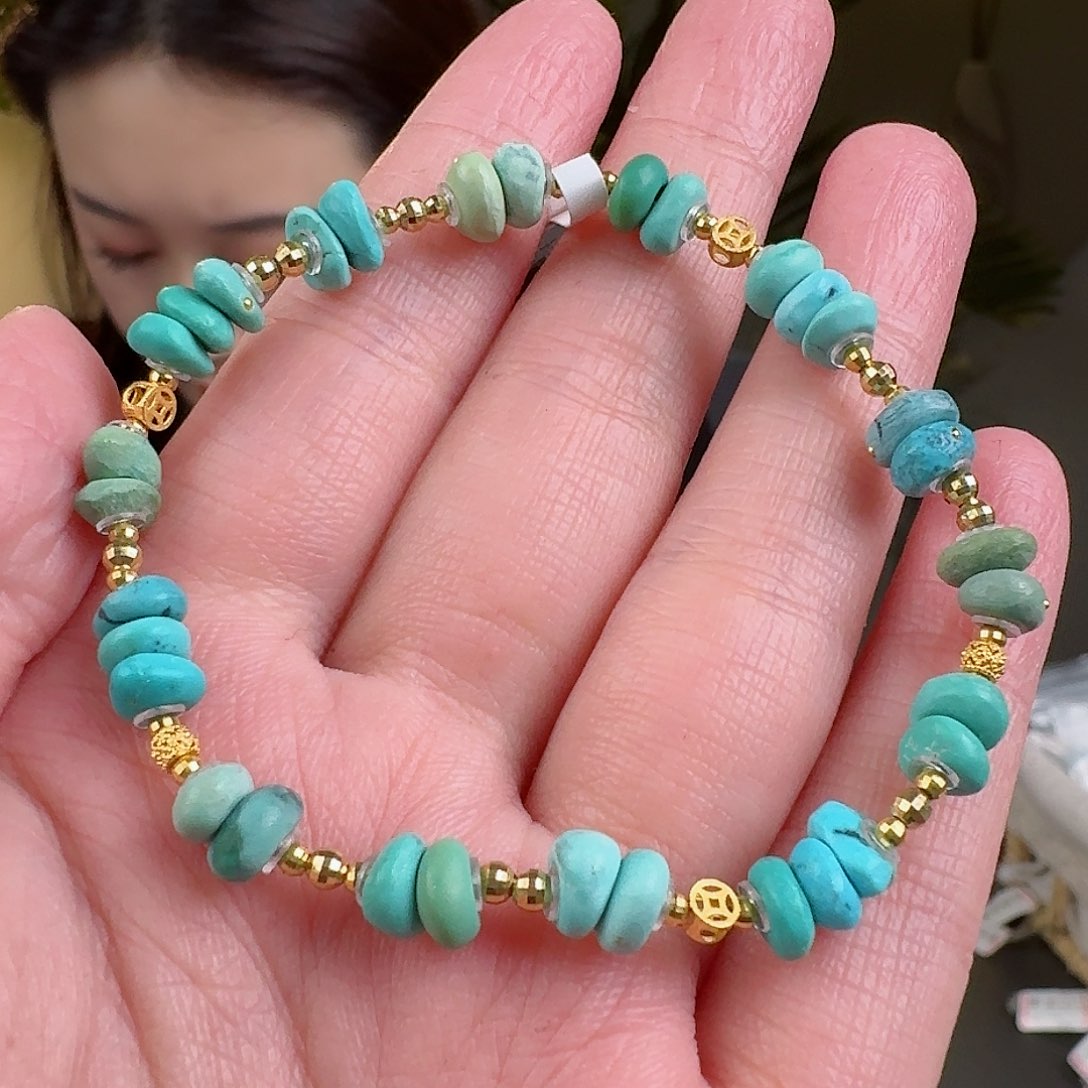 绿松石珠宝奇石18K金镶嵌