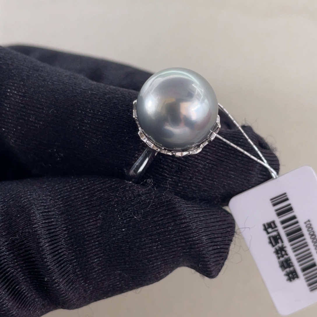 戒指银S925镶嵌海水珍珠12.4mm