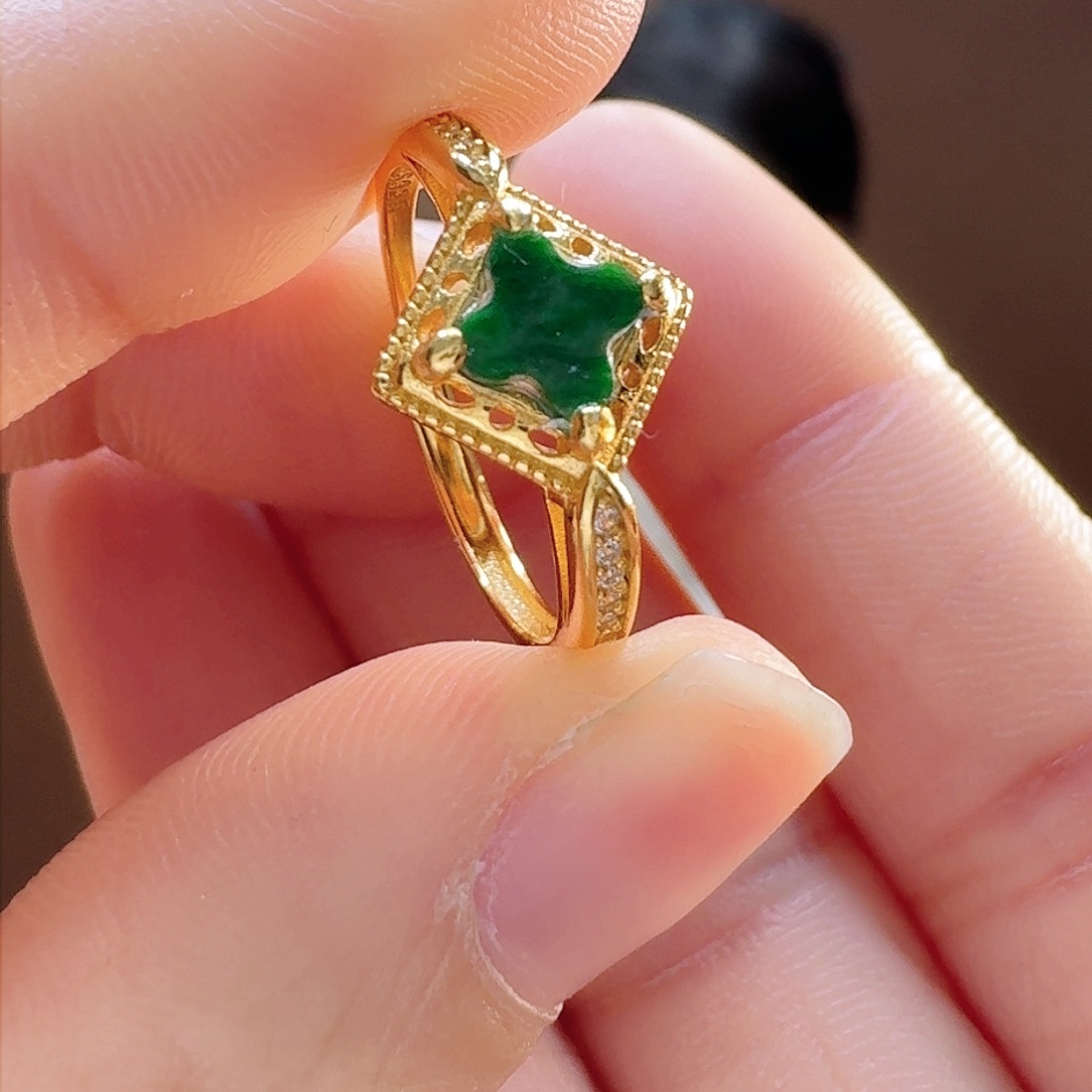 翡翠戒指银S925镶嵌戒指7