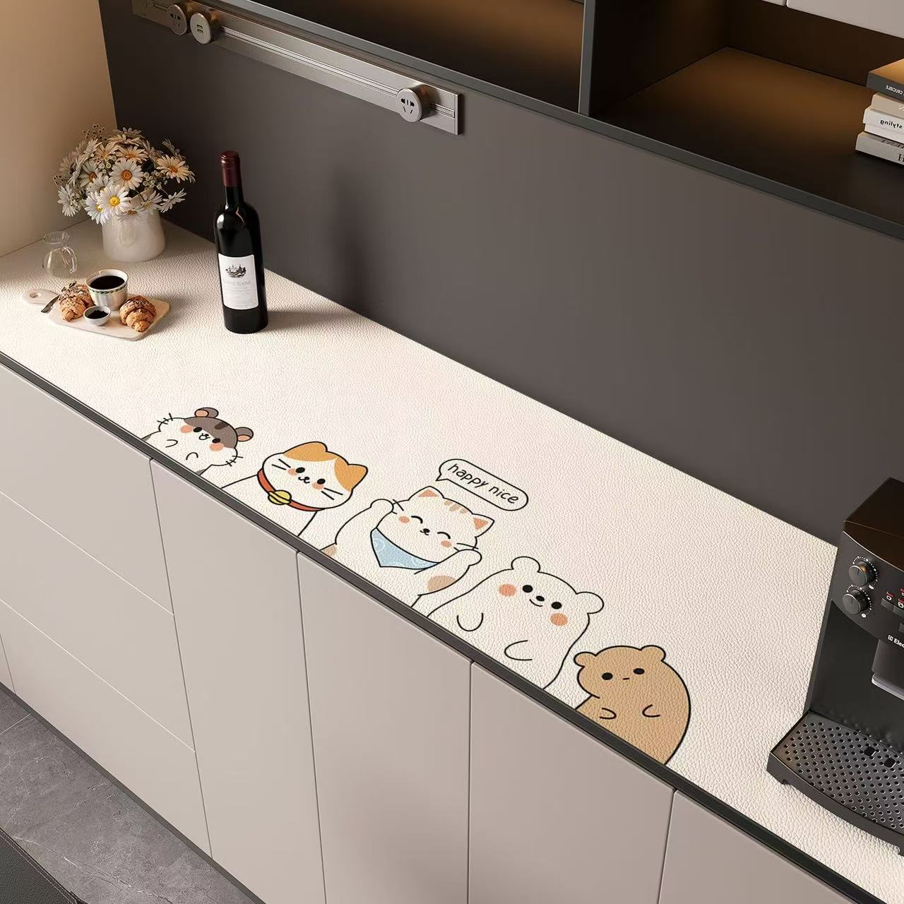 卡通餐边柜桌垫电视柜台面保护垫玄关桌布防水放油免洗鞋柜放脏垫