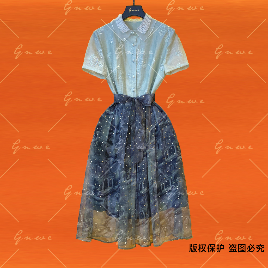 【私人订制】夏季新款轻奢高定洋气优雅连衣裙G0527