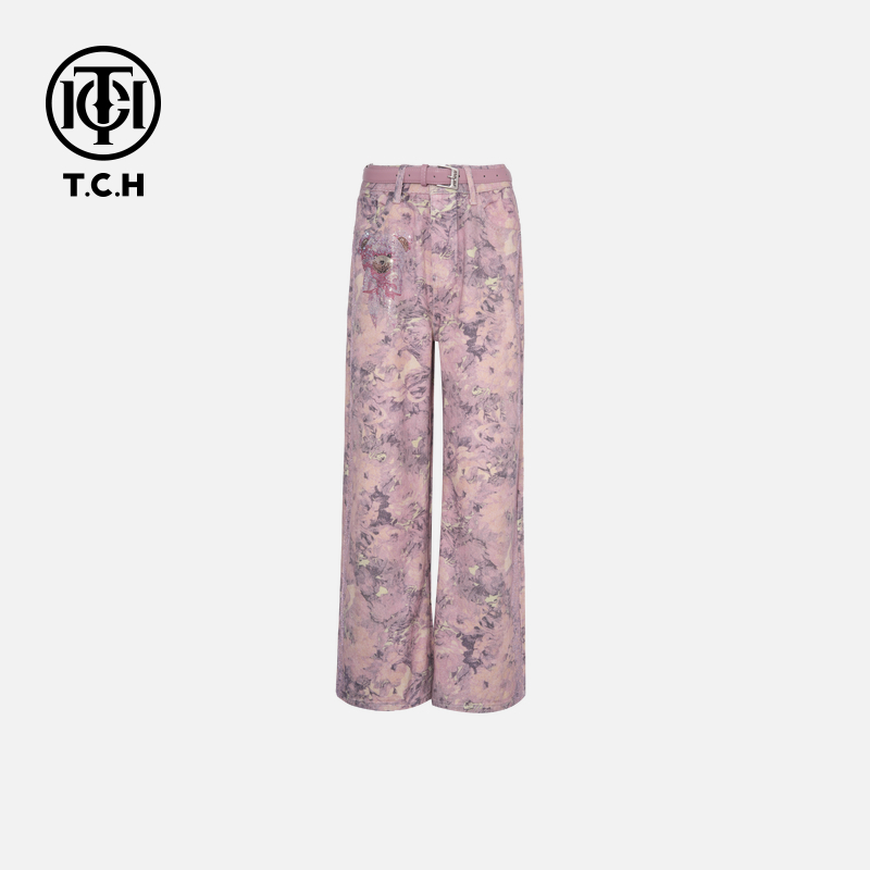 TCH私服烫钻工艺时尚休闲百搭舒适牛仔裤女(含腰带)T75B20E5039